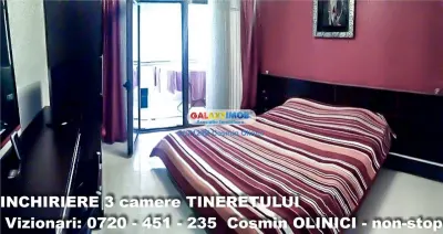 Inchiriere 3 camere Tineretului - langa metrou - 87 mp - etaj 9 - Bucuresti