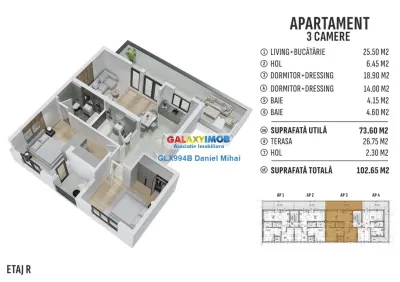 Apartament 3 camere/2bai-100mp-Loc parcare gratuit-Prelungirea Ghencea - foto 8