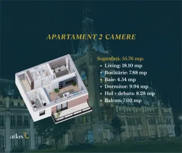 Apartament 2 camere | 55.76 mp | Galata | Intabulat | 106.578 Euro - foto 9