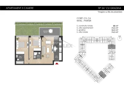 3 camere cu gradina si acces la piscina – viata moderna intr-un complex exclusivist - foto 9