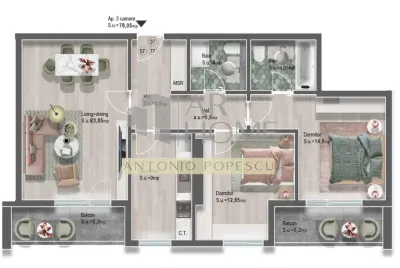 Apartament 3 camere, in Ploiesti, zona Nord/ MRS Gradinile. - foto 14