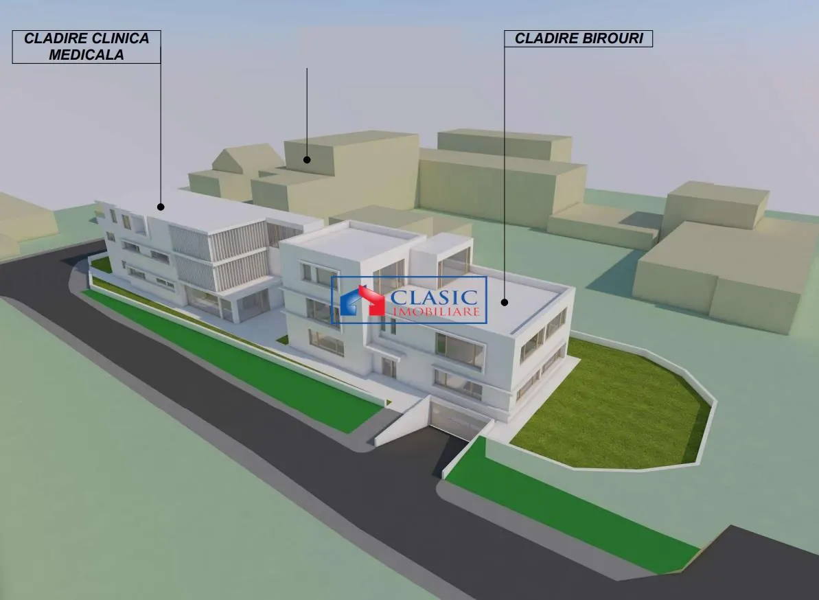 Vanzare teren 1166 mp cu proiect imobiliar autorizat S+P+2E pentru Clinica si Birouri in Gruia - foto 1