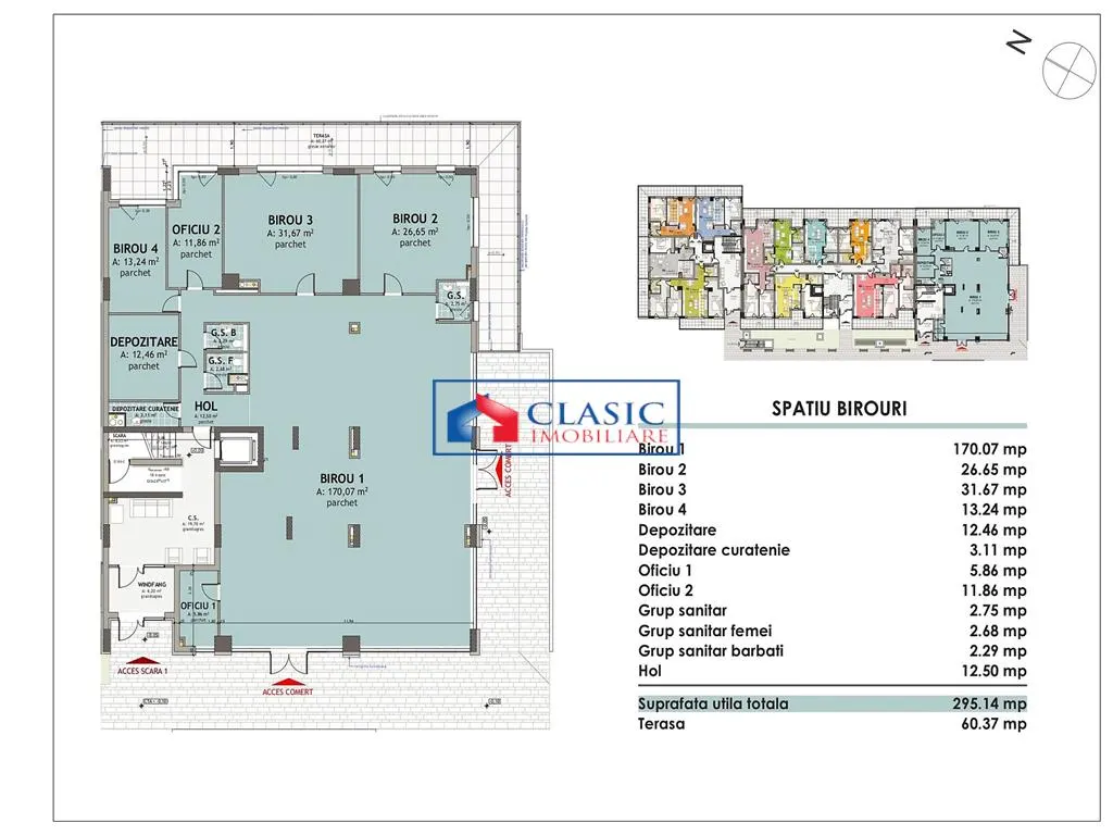 Vanzare spatiu de birou 285 mp zona Baza Sportiva Gheorgheni, Cluj Napoca - foto 2