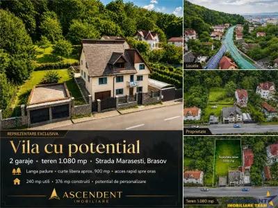 Vila cu potential, 2 garaje, teren 1.080 mp, strada Marasesti, Brasov - Brasov