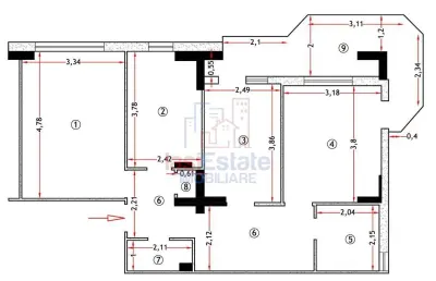 Apartament cu 3 camere 78 mp decomandat 2 bai - zona Pacurari - foto 8