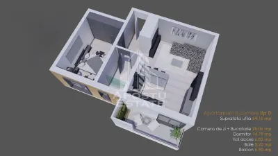 Apartament cu 2 camere 54 mp utili la parter finalizat la asfalt Giroc - foto 11