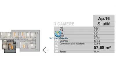 Apartament 3 camere cu terasa, bloc nou, Floresti, Muzeul Apei - foto 3