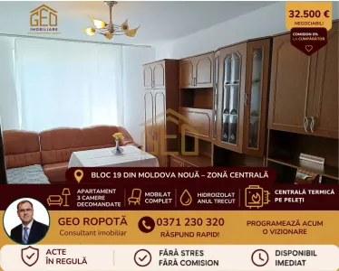 Apartament 3 camere in zona centrala Moldova Noua - Moldova Noua