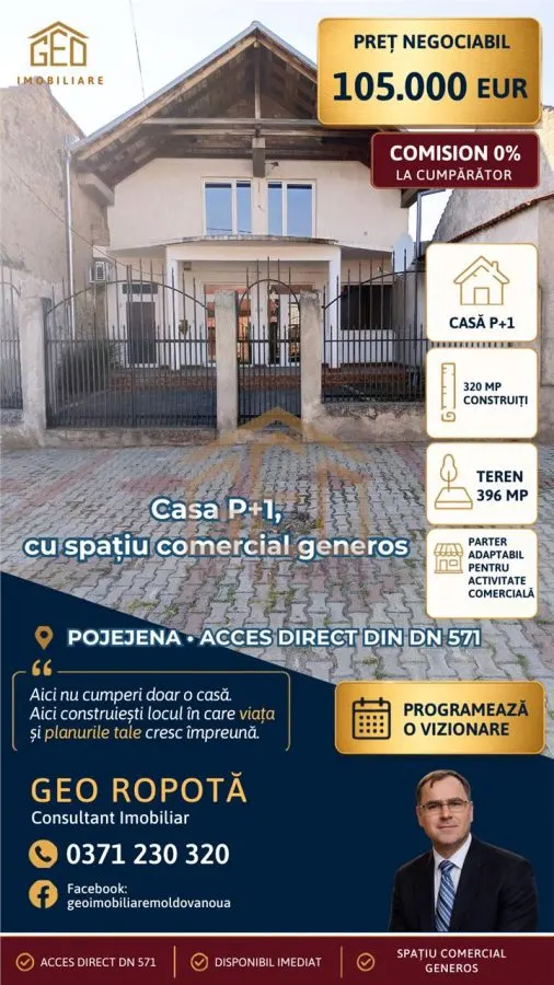 Casa P+1, 320 mp construiti, Pojejena - parter adaptabil pentru activitate - foto 1