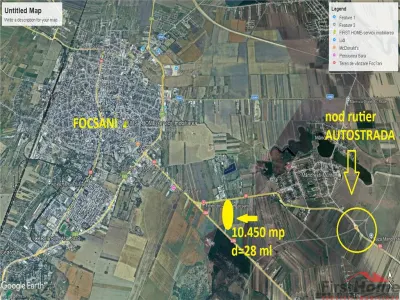 Teren 10.450 mp, D=28 ml, langa AUTOSTRADA A7 - Focsani