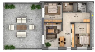 Penthouse de vanzare in Sibiu - 3 camere, terasa 46.53 mp, bloc nou cu lift, zona Dna Stanca - foto 2