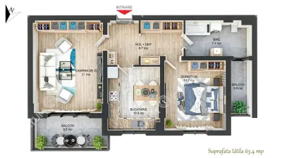 Apartament cu 2 camere decomandate 64 mp si 2 balcoane de vanzare in zona Rahovei din Sibiu - foto 5