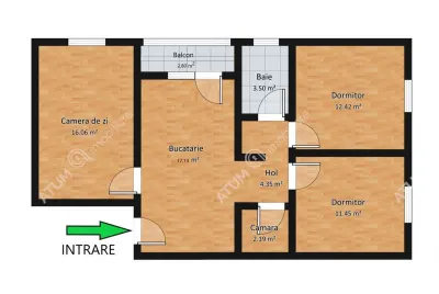 De vanzare apartament renovat cu 3 camere de 71 mp la etaj interemdiar zona Vasile Aaron din Sibiu - foto 9