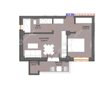 De vanzare apartament cu 2 camere etaj 1 parcare subterana in Selimbar - foto 3