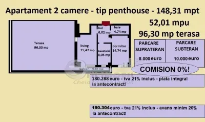 Penthouse 2 camere de vanzare in Iasi, Galata, 148,31 mp, bloc nou - foto 2