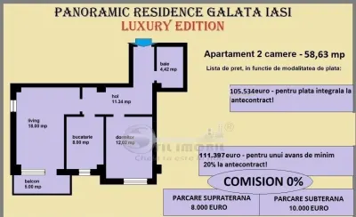 Apartament 2 camere de vanzare in Iasi, Galata, 58.63 mp, bloc nou - foto 2