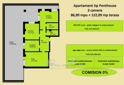 Apartament 3 camere, Penthouse, de vanzare in Iasi Galata, bloc 2026, intabulat, 2 bai, terasa, mutare imediata - foto 2